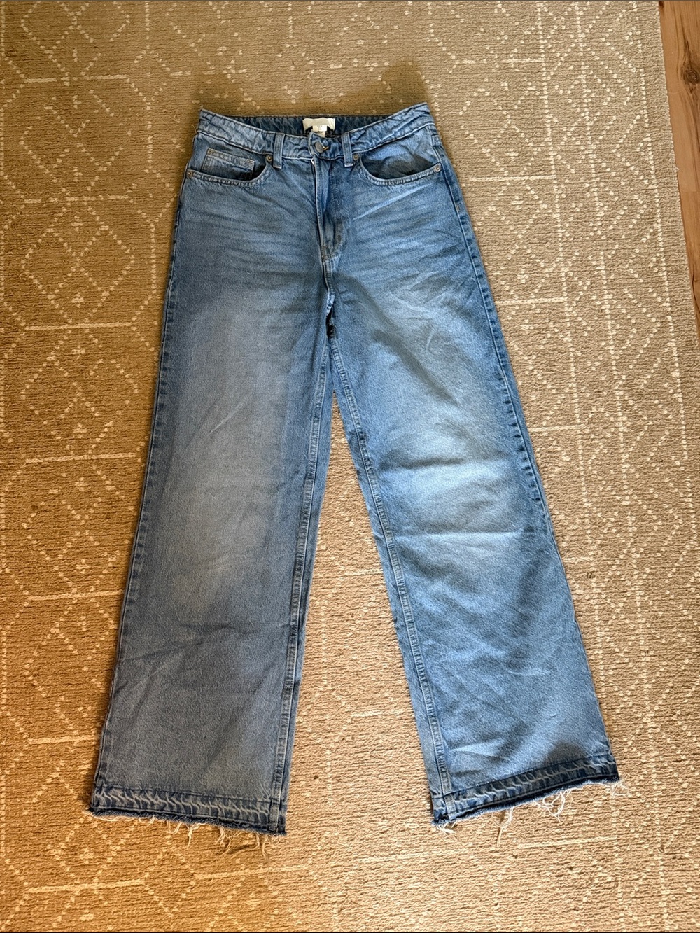 H&M Light Blue Wide-Leg Jeans with Raw Hem